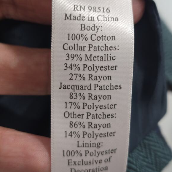 Coldwater Creek Embroidered Patchwork Blazer Jacket Womens P8 Blue Teal Metalic - Picture 10 of 14